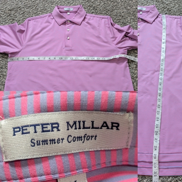 Peter Millar Summer Comfort Pink Purple Striped Short Sleeve Polo Shirt M - Picture 8 of 8